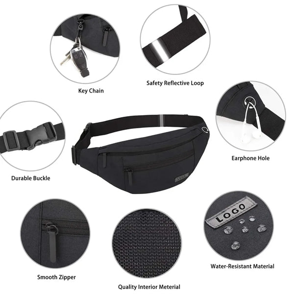 Large Crossbody Fanny Pack With 4-Zipper Pockets