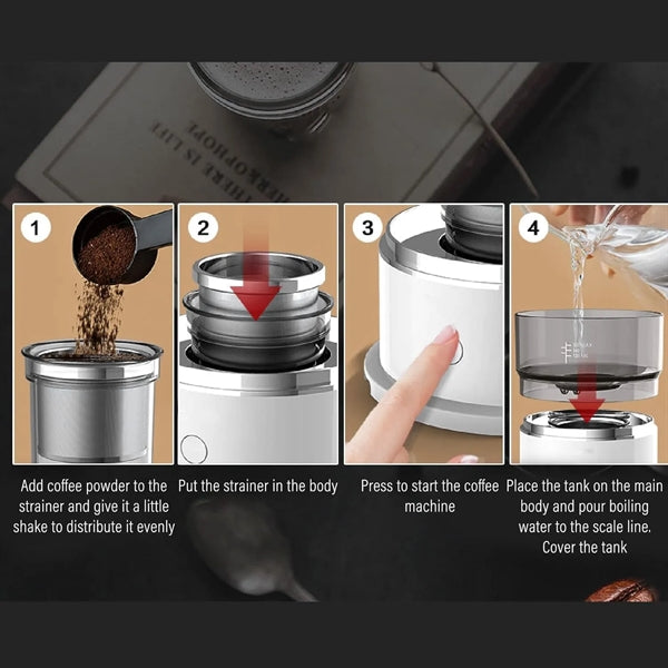 Mini Automatic Coffee Maker Brewer Portable Smart Drip Pot
