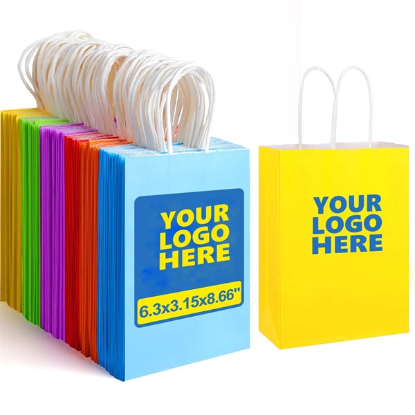 6x3.2x8.3 Inch Small Plain Natural Paper Kraft Gift Bags