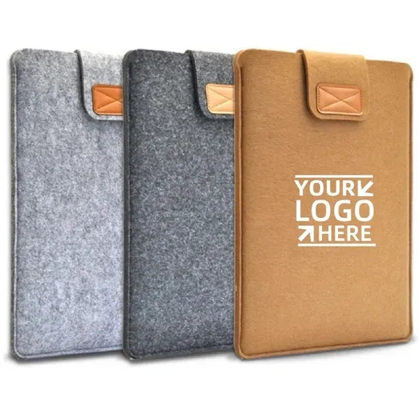Felt Laptop Sleeve w/ Flip Top Closure Custom Tech Bags