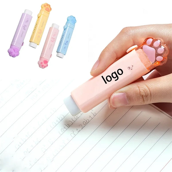 Cute Cat Paw Retractable Pencil ABS Rubber Eraser