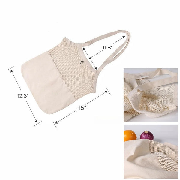 Cotton Mesh Shopping Tote Bag
