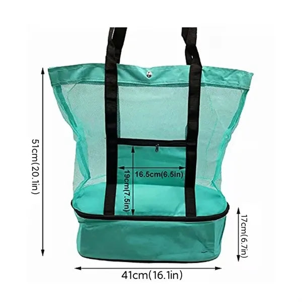 2 in 1 Cooler Mesh Picnic Bag With Zipper