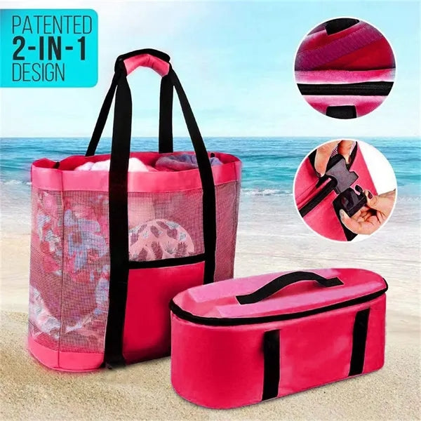 2 in 1 Cooler Mesh Picnic Bag With Zipper