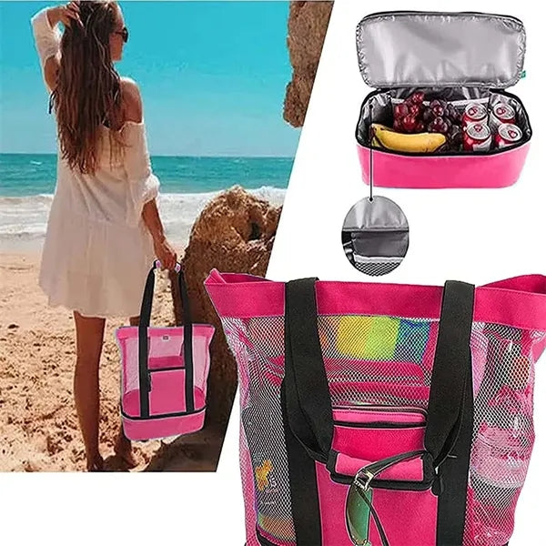 2 in 1 Cooler Mesh Picnic Bag With Zipper