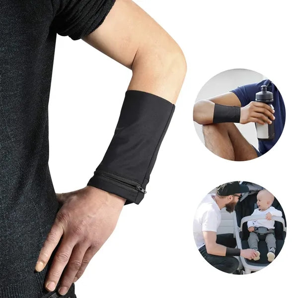Outdoor Sports Breathable Absorbent Wrist Wallet With Zipper