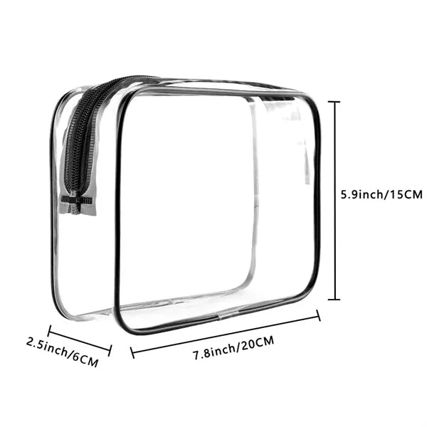 PVC Plastic Waterproof Zippered Clear Makeup Bags