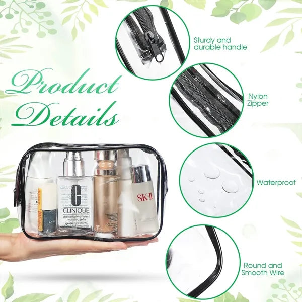 PVC Plastic Waterproof Zippered Clear Makeup Bags