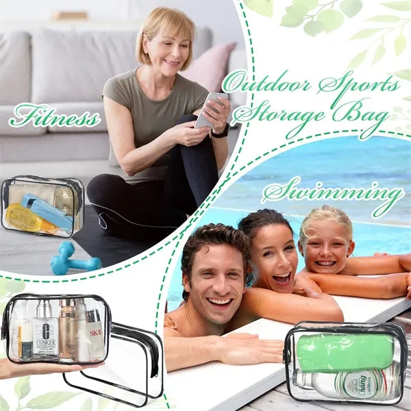 PVC Plastic Waterproof Zippered Clear Makeup Bags