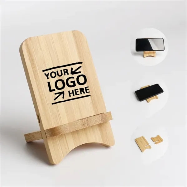 Bamboo Wooden Wireless Charger With Phone Holder