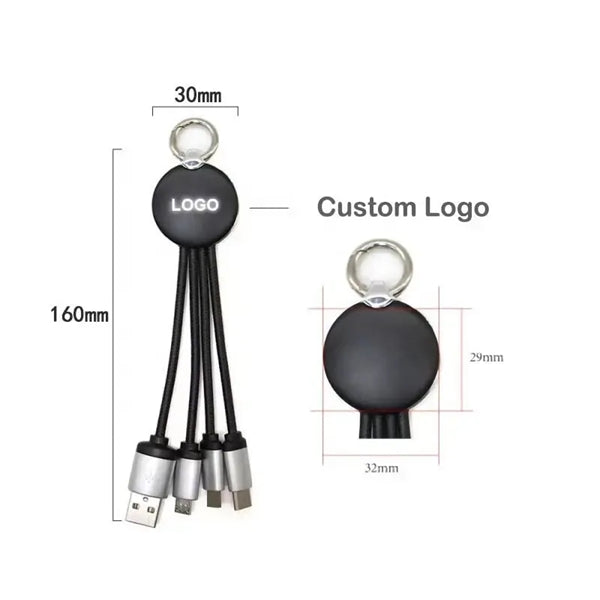 4 In 1 USB Charge Cable With Light Up Logo