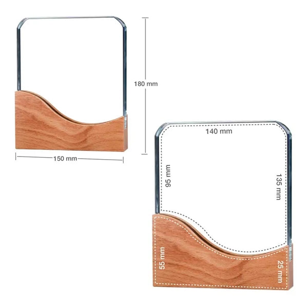Square Crystal Awards with Wooden Base
