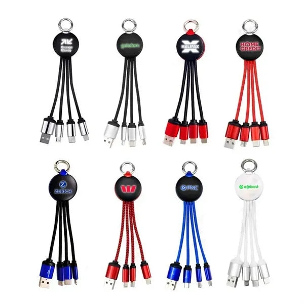 4 In 1 USB Charge Cable With Light Up Logo