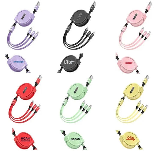 3 in 1 Retractable USB Charging Cable with Type C