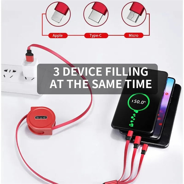3 in 1 Retractable USB Charging Cable with Type C