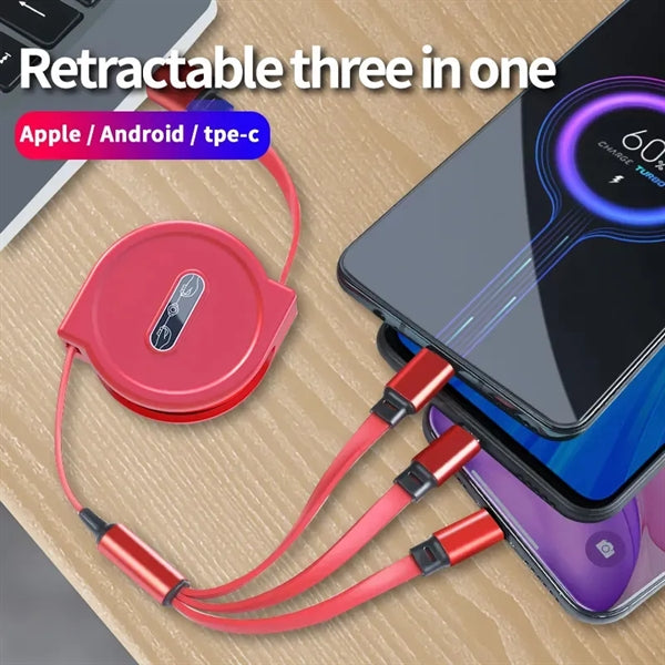 3 in 1 Retractable USB Charging Cable with Type C