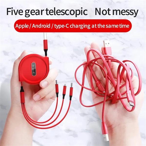 3 in 1 Retractable USB Charging Cable with Type C