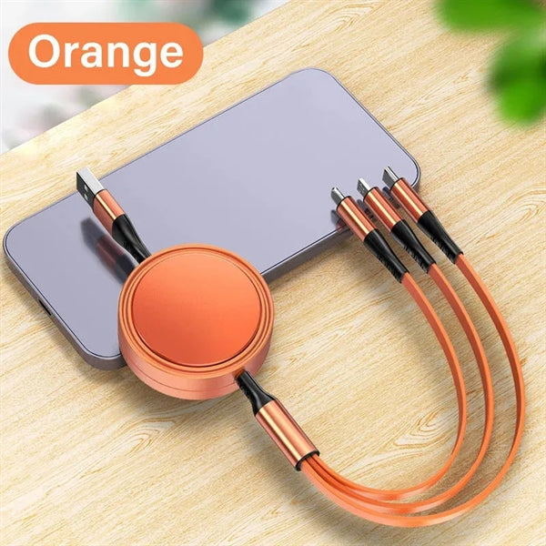 Multi Charging Retractable 3 in 1 Phone Charger Cord 4ft