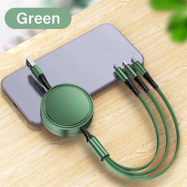 Multi Charging Retractable 3 in 1 Phone Charger Cord 4ft