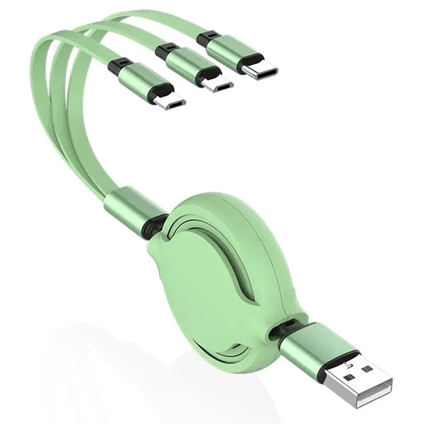 3-in-1 Retractable Charging Cable For Mobiles And Tablet