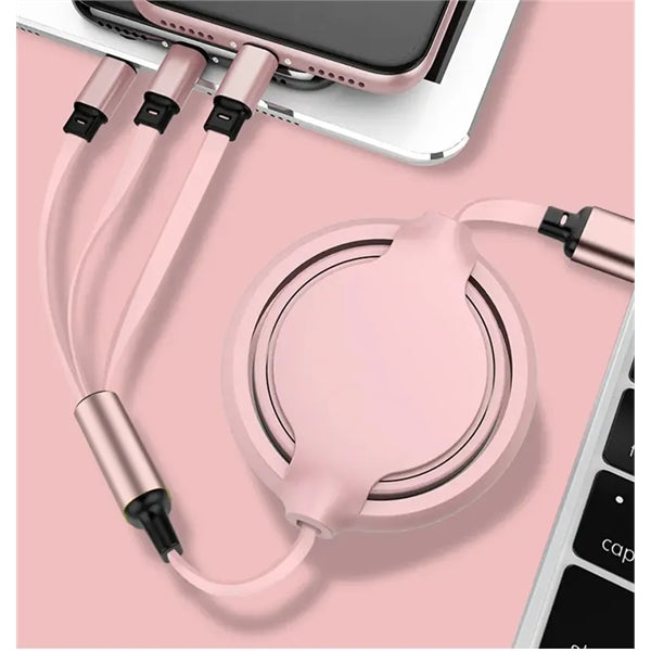 3-in-1 Retractable Charging Cable For Mobiles And Tablet