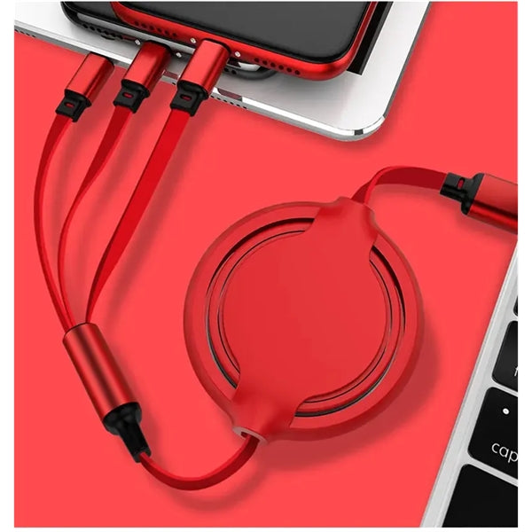 3-in-1 Retractable Charging Cable For Mobiles And Tablet