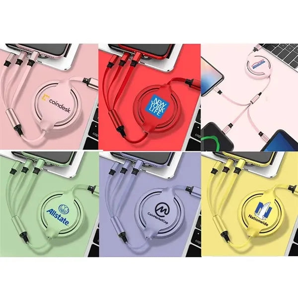 3-in-1 Retractable Charging Cable For Mobiles And Tablet