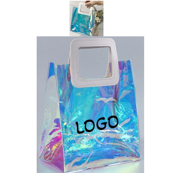 Holographic Gift Tote Bag With Leather Handle