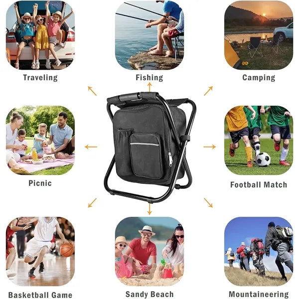 Portable Folding Lightweight Backpack Stool Cooler Chair