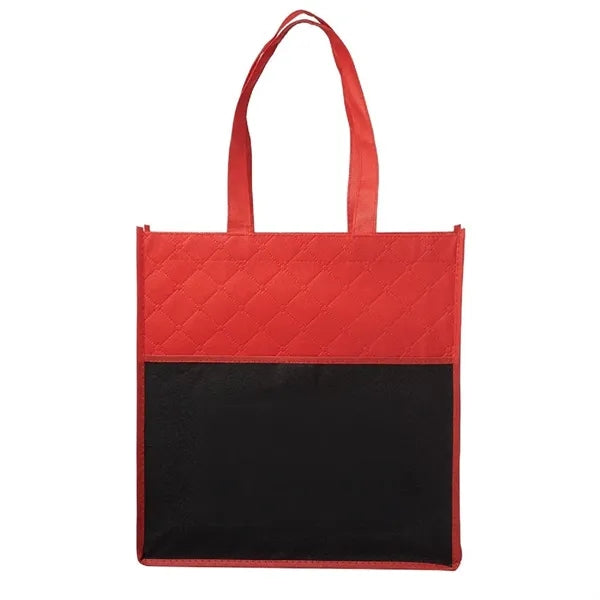 Two Tone Quilted Pocket Tote Bag