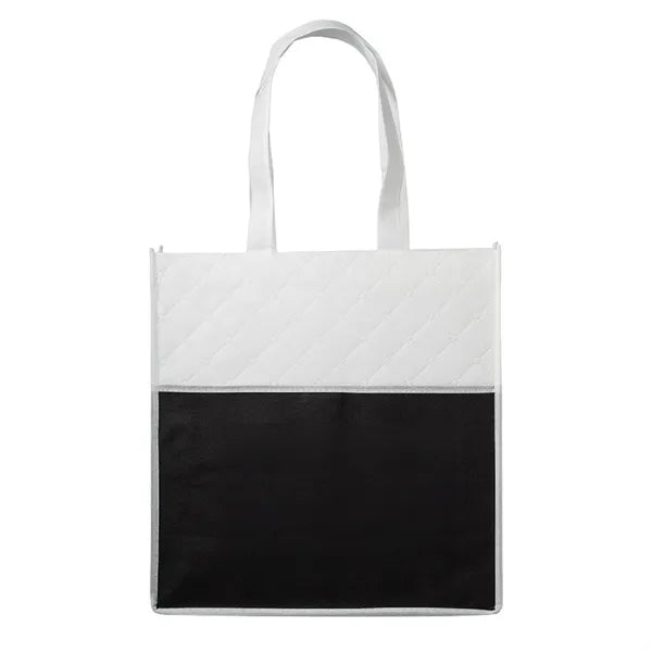 Two Tone Quilted Pocket Tote Bag