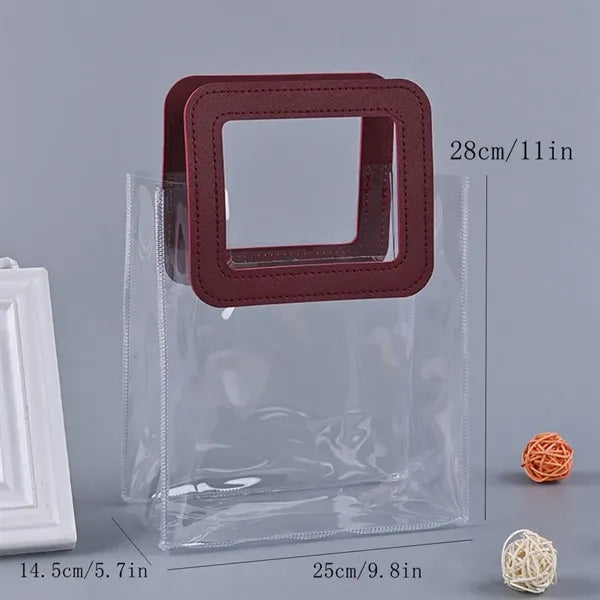 Clear PVC Tote Bag Handbag Gift Wrap Storage with Handle