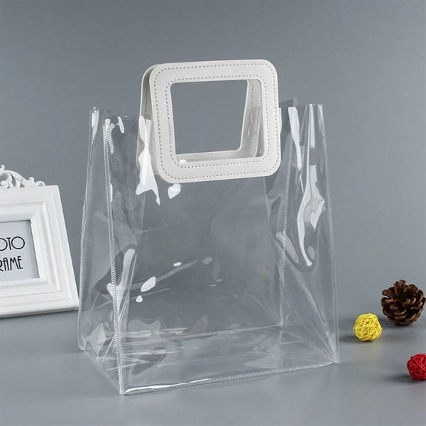 Clear PVC Tote Bag Handbag Gift Wrap Storage with Handle