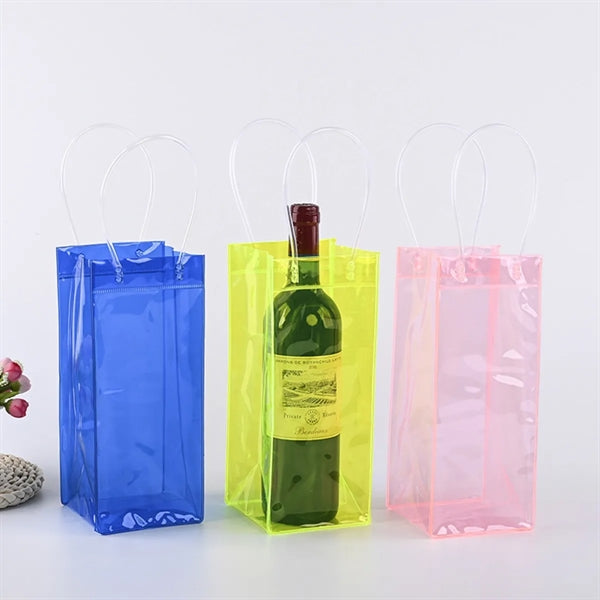 Clear PVC Ice Wine Tote Bag Cooler Pouch Collapsible