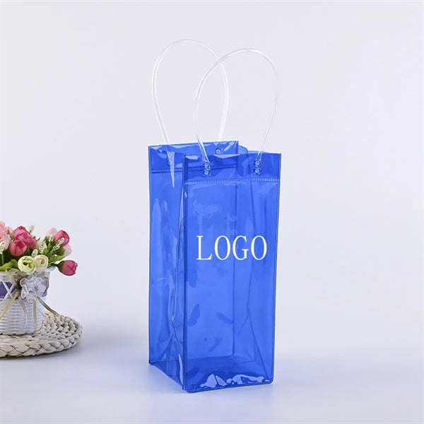 Clear PVC Ice Wine Tote Bag Cooler Pouch Collapsible