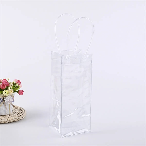Clear PVC Ice Wine Tote Bag Cooler Pouch Collapsible