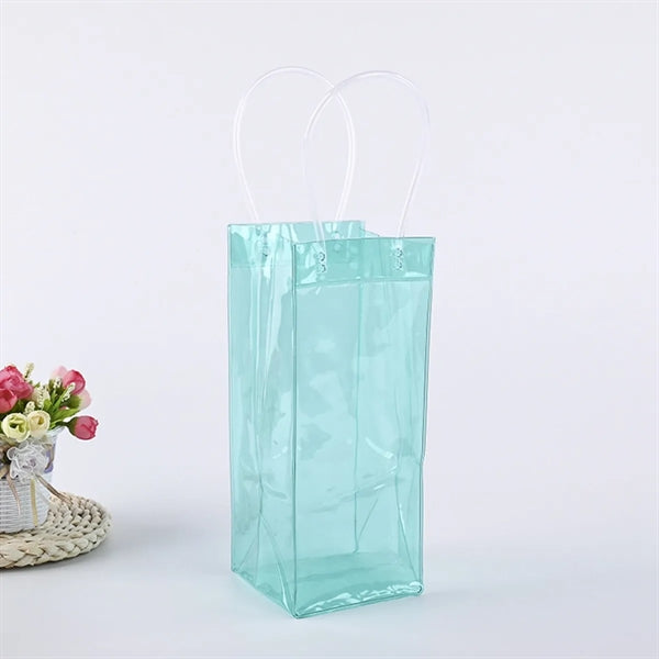 Clear PVC Ice Wine Tote Bag Cooler Pouch Collapsible