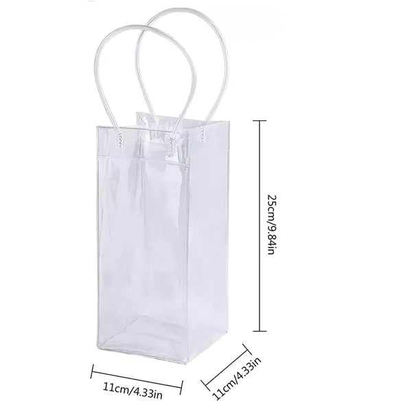 Clear PVC Ice Wine Tote Bag Cooler Pouch Collapsible