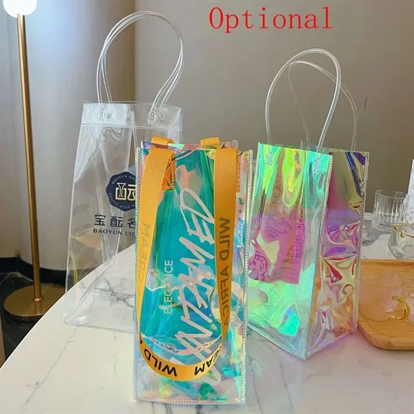 Clear PVC Ice Wine Tote Bag Cooler Pouch Collapsible