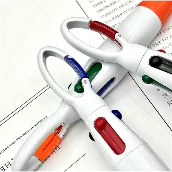 4-in-1 Multicolor Retractable Pen w/ Carabiner