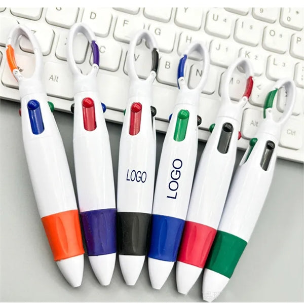 4-in-1 Multicolor Retractable Pen w/ Carabiner