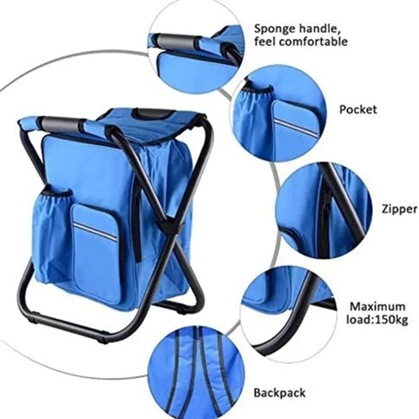 Outdoor Backpack Cooler Foldable Fishing Stool Chair
