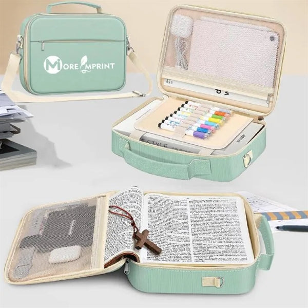 Bible Cover Church Bag with Pen Slots and Shoulder Strap