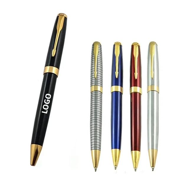 Executive Metal Ballpoint Pen with Gold Trim