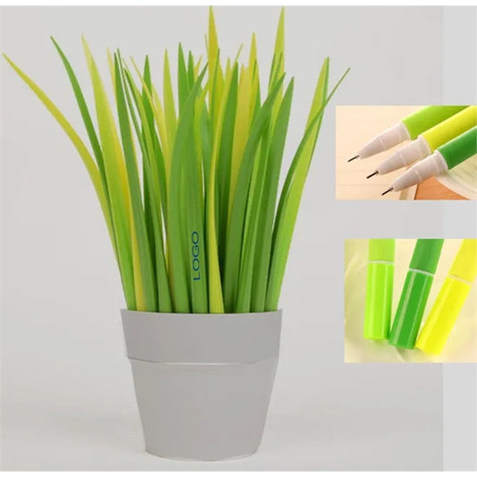 Silicone Pens with Green Leaf-like Grass Blade Design