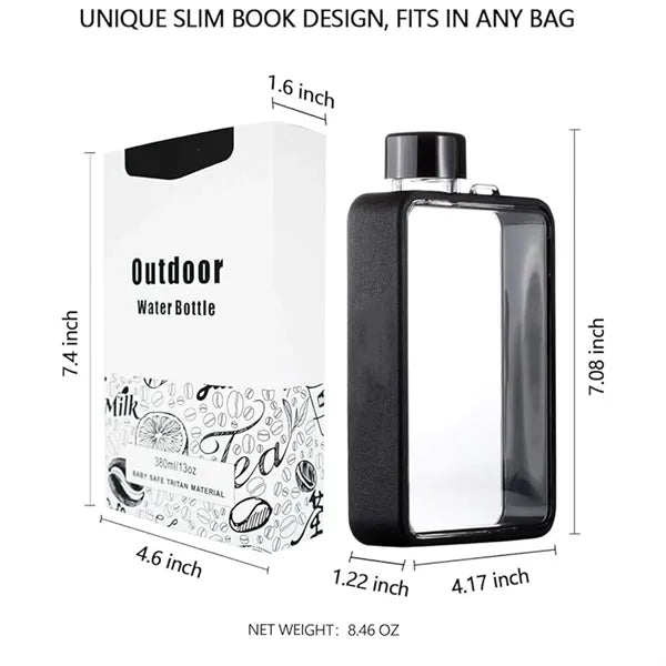 13oz Flat Water Bottle Travel BPA-Free Made by Tritan