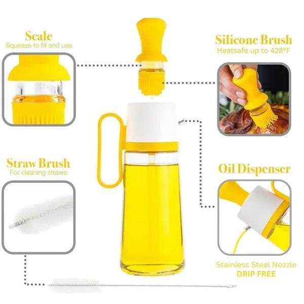 3-In-1 Olive Oil Dispenser Bottle For Kitchen With Brush