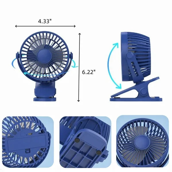 4 Inch Portable USB Rechargeable Clip Fan