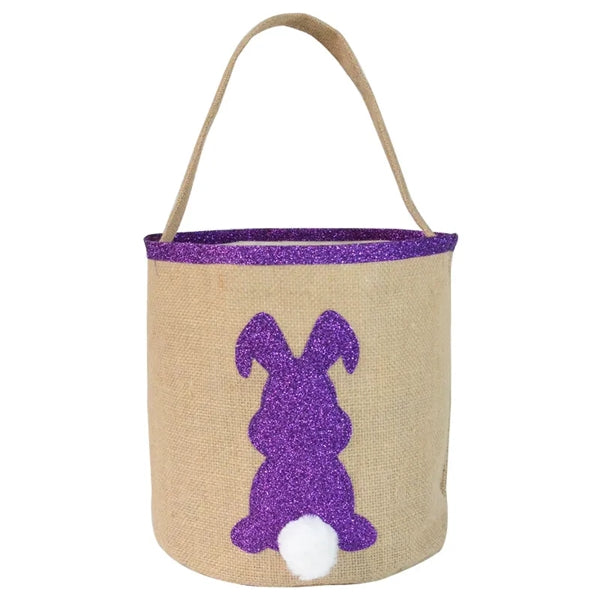 Easter Burlap Tote Bag With Rabbit Tail