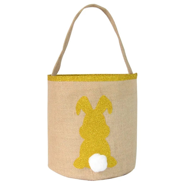 Easter Burlap Tote Bag With Rabbit Tail